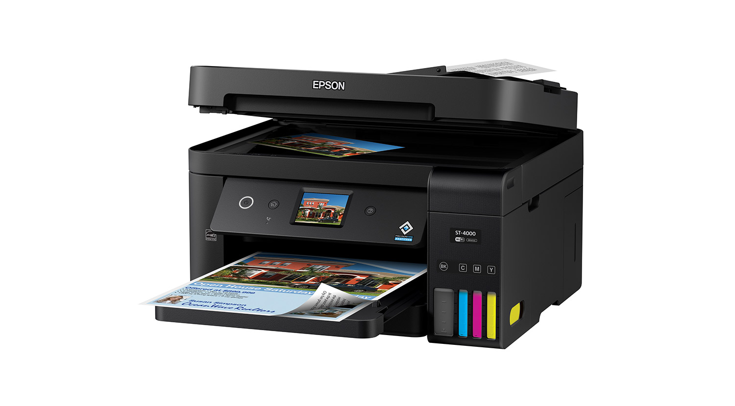Epson WorkForce ST-4000, color, multi-function printer, provides remarkable productivity for small work teams